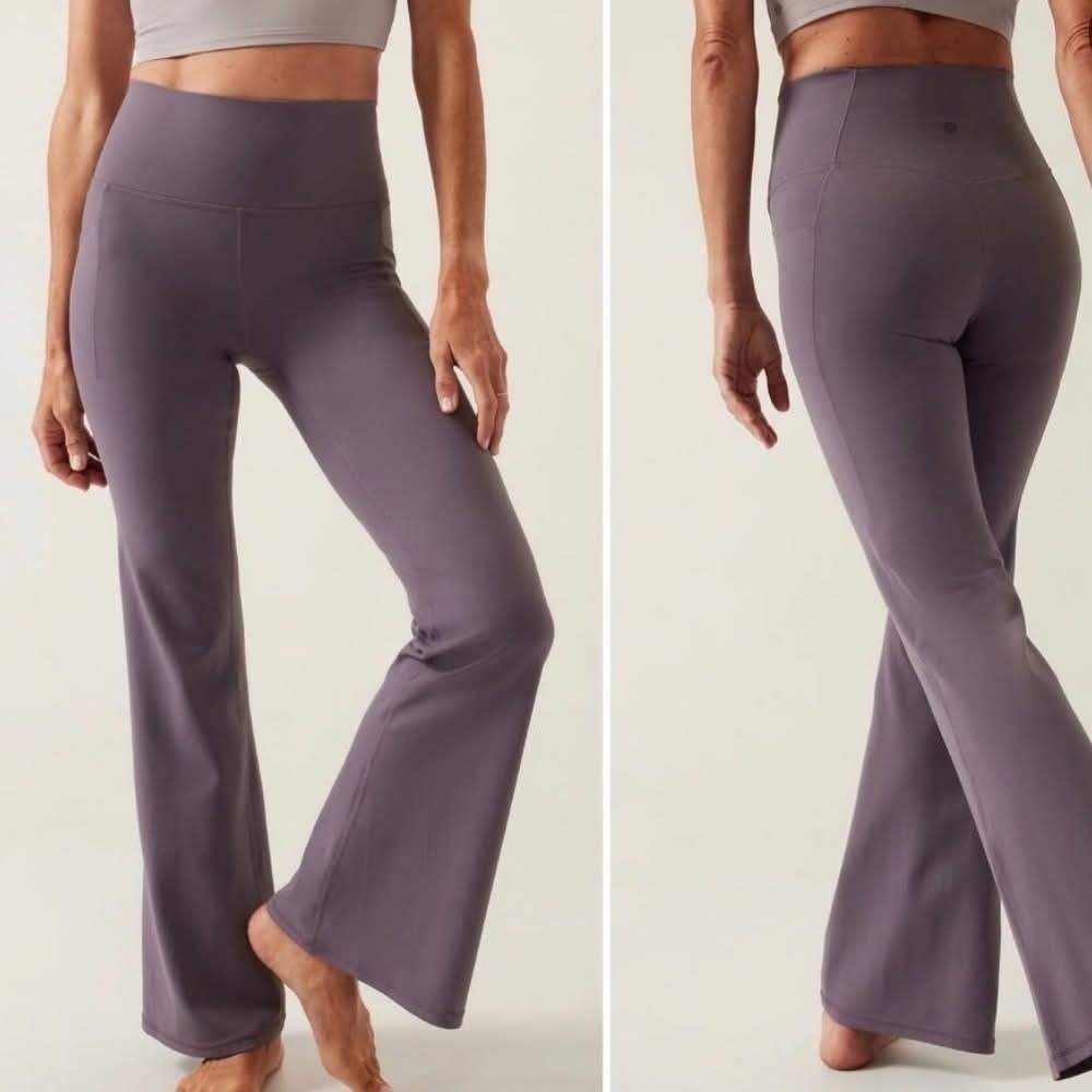 Athleta Salutation Stash Flare Pant Women Small Purple High‎ Rise Pockets